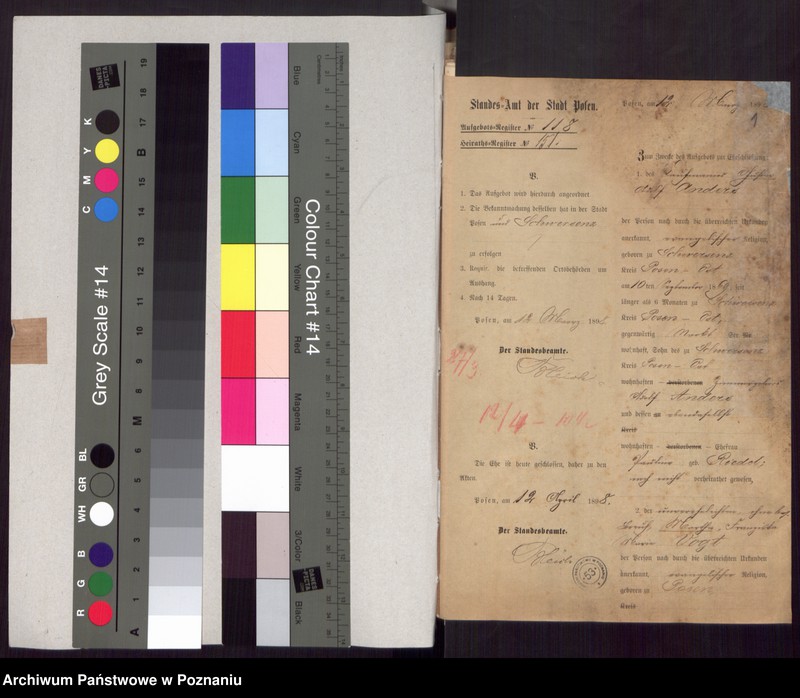 Obraz 3 z jednostki "Die von den Verlobten beigebrachten Urkunden zur Eheschliessung pro 1898"