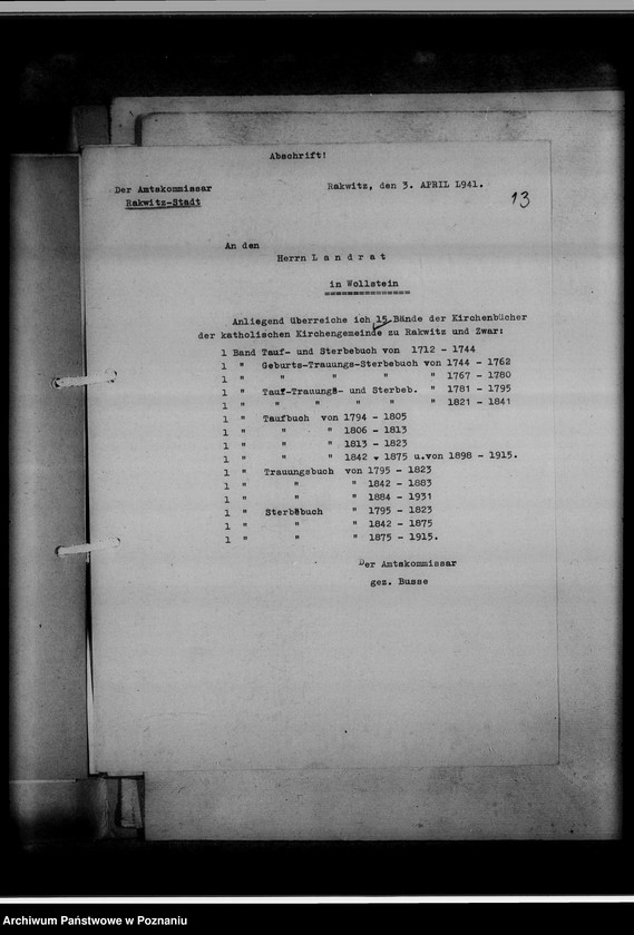 Obraz 17 z jednostki "Einziehungsprotokolle [ksiąg kościelnych] Kreis Wollstein [powiat wolsztyński]"