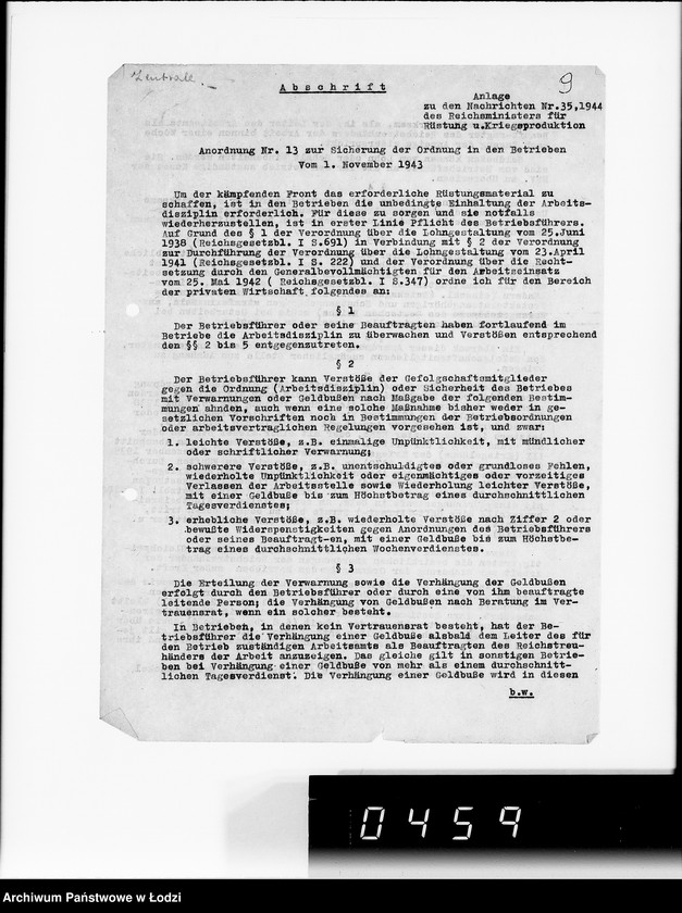 Obraz 13 z jednostki "Umläufe. [Pisma okólne do wydziałów i pracowników G.V.]"