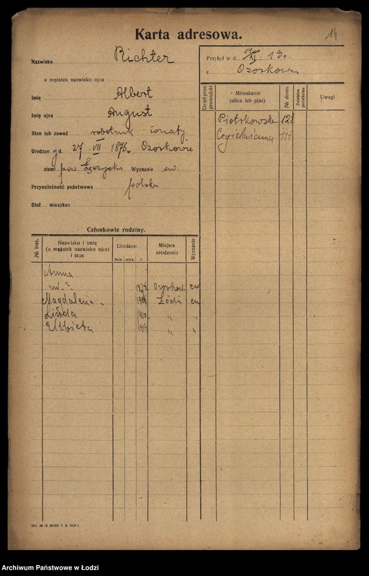 Obraz 16 z jednostki "[Spis ludności Łodzi] Richter"