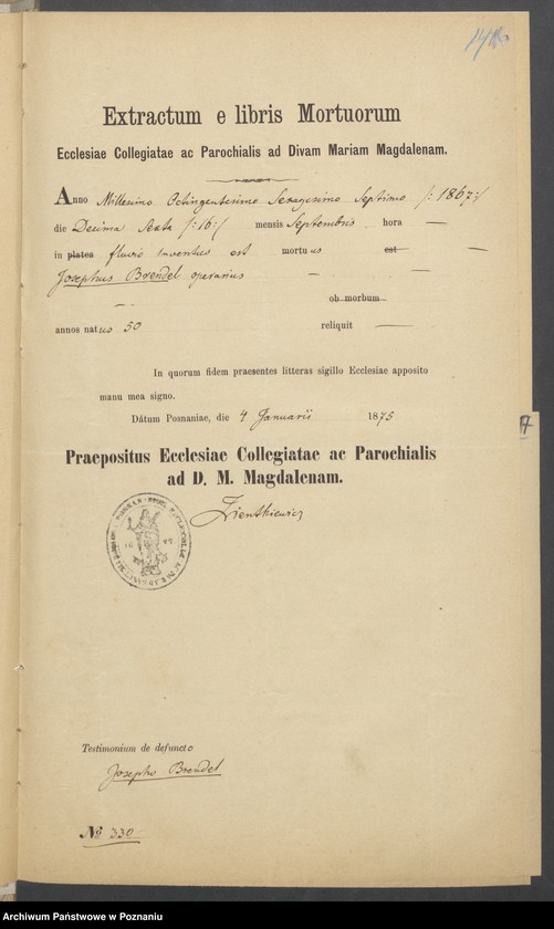 Obraz 18 z jednostki "Die von den Verlobten beigebrachten Urkunden zur Eheschliessung pro 1875"