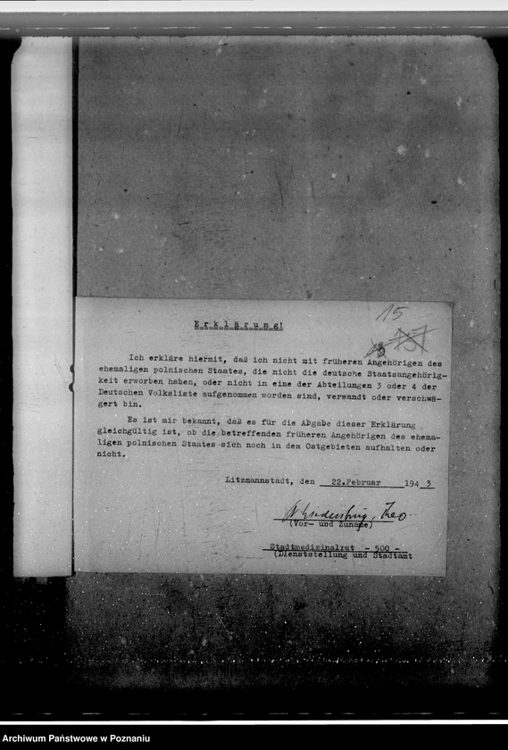 Obraz 19 z jednostki "Berufung zu Beigeordneten der Stadt Litzmannstadt (Łódź)"