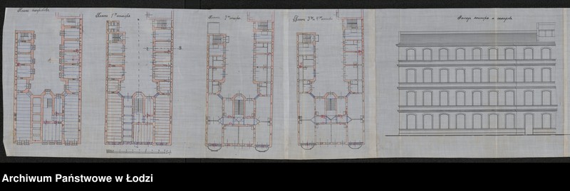 Obraz 18 z jednostki "O postrojkě Êduardom˝ Kindermanom˝ v˝ g[orode] Lodzi po Petrokovskoj ul[ice] pod˝ No 85/767 kamennago 4h˝ êtažn[ago] žilago doma, takih˝-že služb˝, a ravno 4h˝ êtažn[ago] fligelâ dlâ poměŝenìâ kontory i skladov˝"