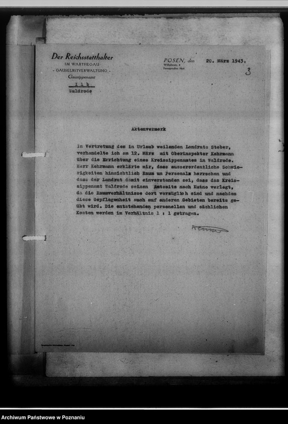 Obraz 7 z jednostki "[Korespondencja w sprawach organizacyjnych, sprawozdanie z działalności], Kreissippenamt Waldrode [Gostynin, województwo warszawskie]"