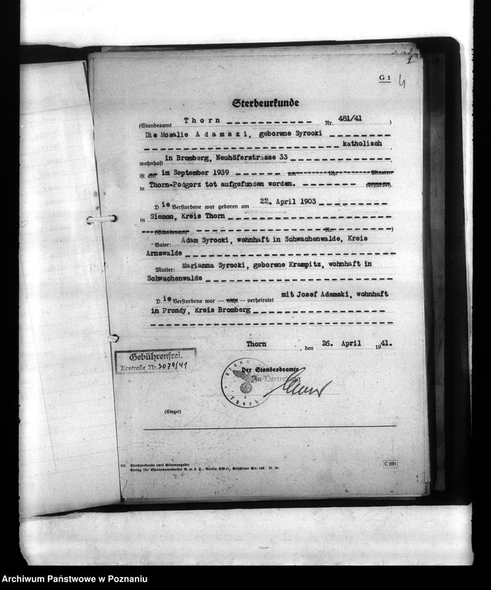 Obraz 8 z jednostki "Wykaz miejscowych Niemców, którzy zginęli w 1939 roku (pow) Thorn (Toruń)"