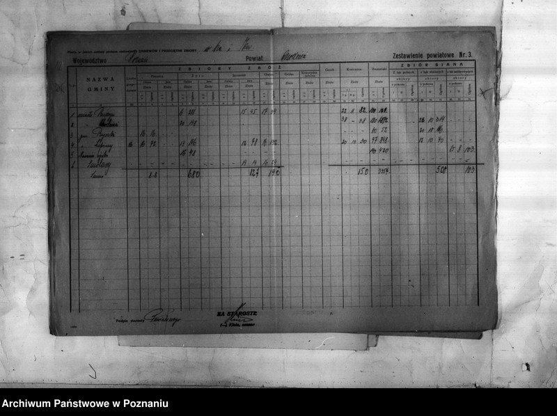Obraz 20 z jednostki "/Statystyka produkcji rolnej - zestawienie ogólne z powiatu chodzieskiego"