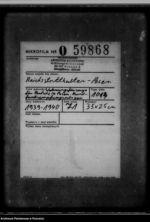 Obraz 2 z jednostki "Wohnungsfürsorge für Deutsche in Posen. Rundfunksempfanganlagen"