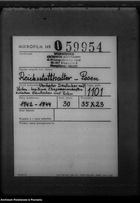 Obraz 2 z jednostki "Verkehr Deutscher mit Polen. Illegitime Ehegemeinschaften zwischen Deutschen und Polen"