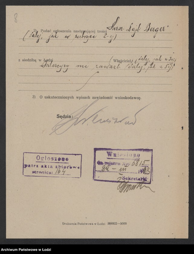 Obraz 10 z jednostki "Hersz Lajb Berger – sprzedaż manufaktury"