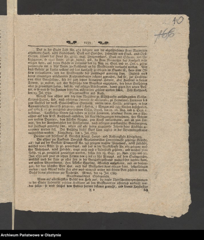 image.from.unit.number "Administrations Rechnung über des Stolterfothsche Legaten Capital und derer Intereßen deßen Einnahme und Ausgabe zu Pobethen von Michael 1788 bis dahin 1789"