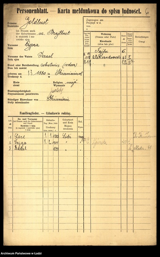 Obraz 8 z jednostki "[Spis ludności Łodzi] Goldlewicz - Goldring"