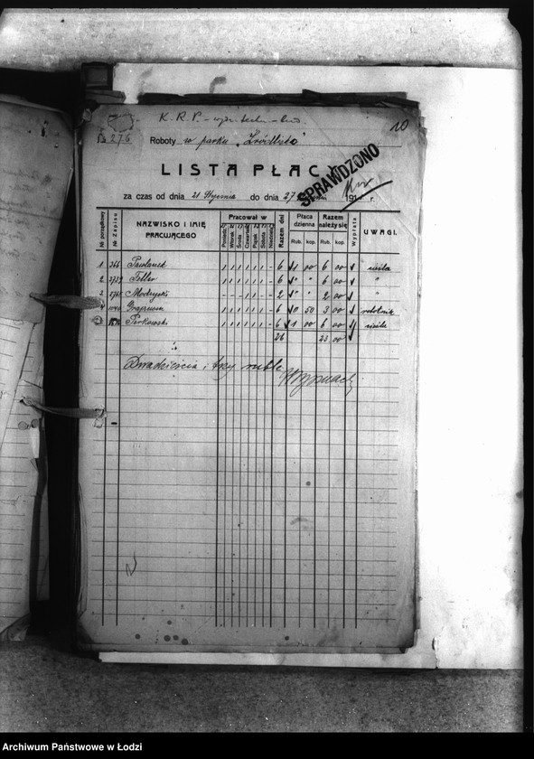 Obraz 13 z jednostki "Listy płacy [robotników pracujących przy robotach budowlanych]"