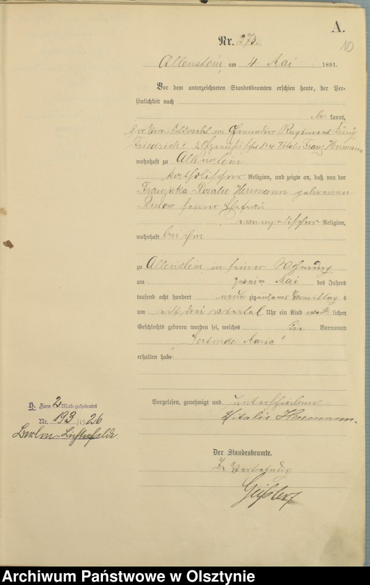 image.from.unit.number "Geburts-Haupt-Register Tom II,Nr 265 - 527"