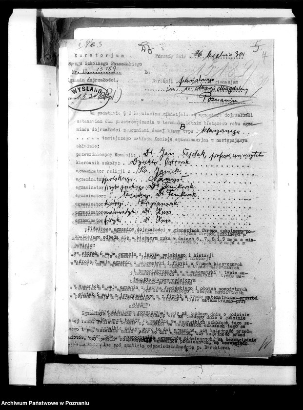 Obraz 11 z jednostki "Państwowe Gimnazjum imienia Marii Magdaleny w Poznaniu [lista uczniów dopuszczonych do matury]"