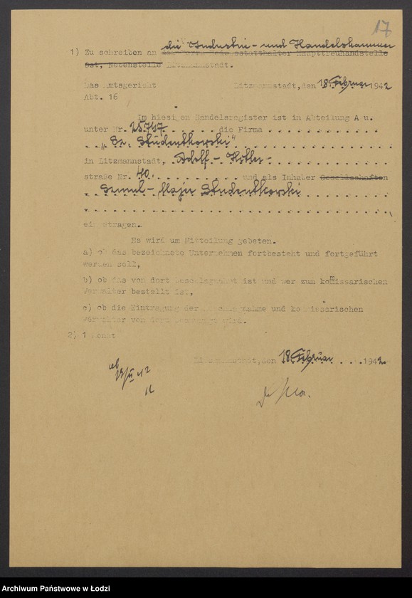 Obraz 19 z jednostki "Szmul Majer Studentkowski – wyrób i sprzedaż towarów włókienniczych"