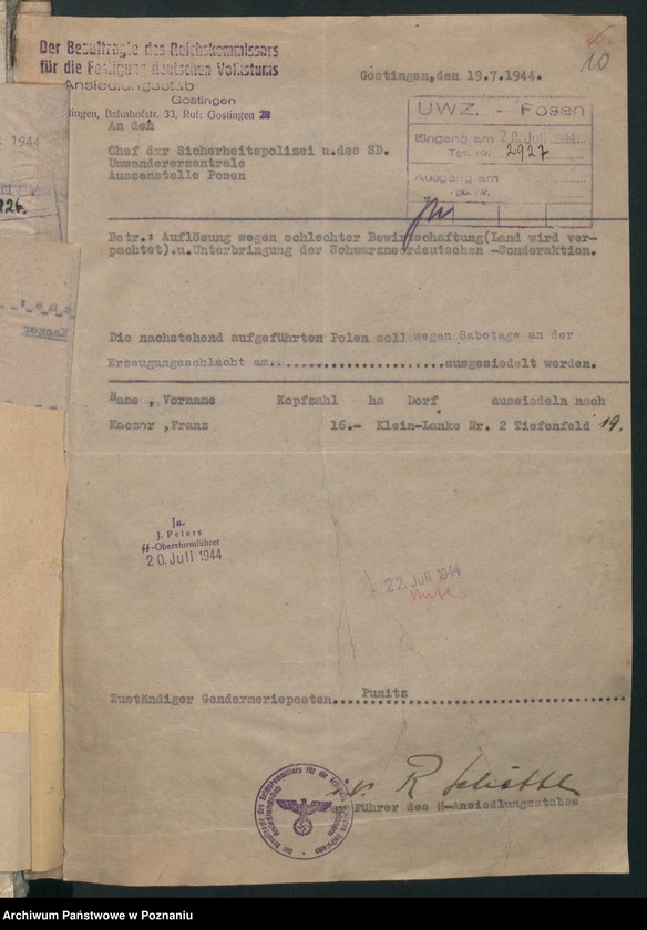 Obraz 13 z jednostki "Verdrängungslisten Gostigen [Gostyń]"