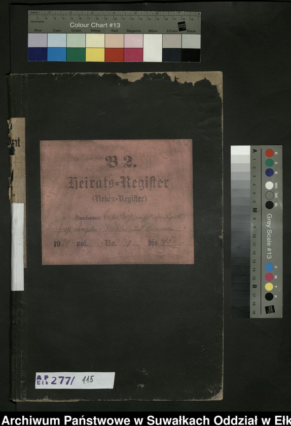 image.from.unit.number "B2. Heirats = Register (Neben = Register) Standesamt Angerburg einschl. der Bezirke, Gross Strengeln, Kehlen und Prinowen No 1 bis 95"