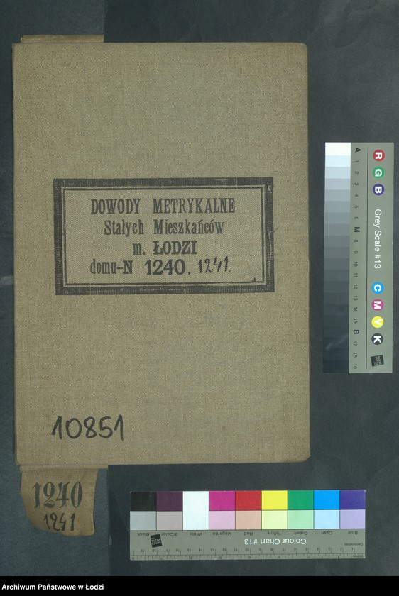 Obraz 2 z jednostki "Dowody metrykalne stałych mieszkańców m. Łodzi nr domu 1240-1241"