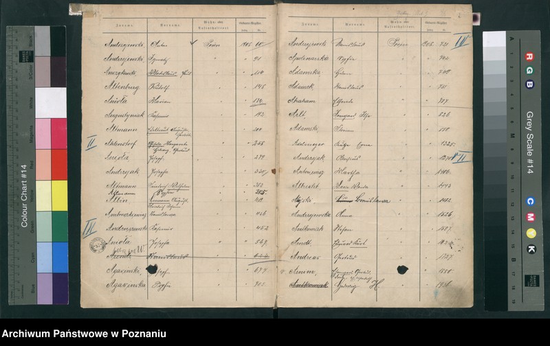 Obraz 3 z jednostki "Spis alfabetyczny urodzeń za 1908"