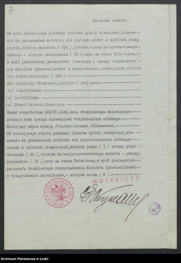 Obraz 9 z jednostki "Josyf Aron Gliksman, Hersz Lajb Gliksman- wyrób i sprzedaż manufaktury"