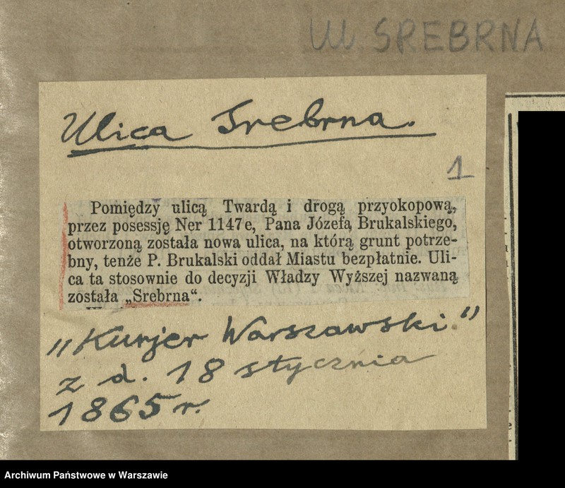 Obraz z jednostki "Ulice: Srebrna, Stara, Stara Dominikańska"