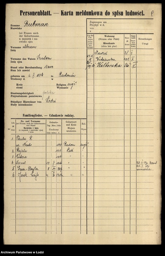 Obraz 11 z jednostki "[Spis ludności Łodzi] Rubisz-Rudolf"