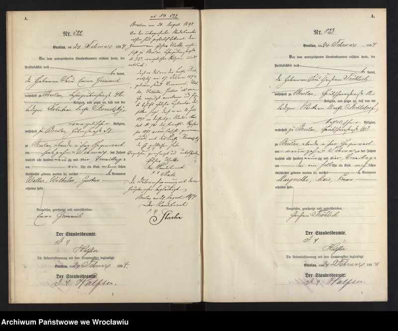 image.from.unit.number "Geburts-Haupt-Register Breslau II 1894 Band 3"