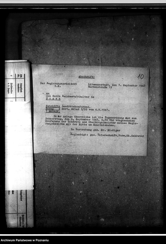 Obraz 14 z jednostki "Konferencje z landratami - korespondencja, porządki obrad"