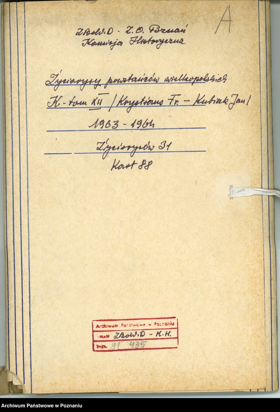 Obraz 7 z jednostki "Życiorysy powstańców wielkopolskich: K - tom Xll /Krystians Franciszek - Kubiak Jan/."