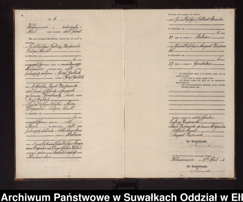 image.from.unit.number "Heirats-Neben-Register des Preussischen Standes-Amtes Widminnen Kreis Loetzen"