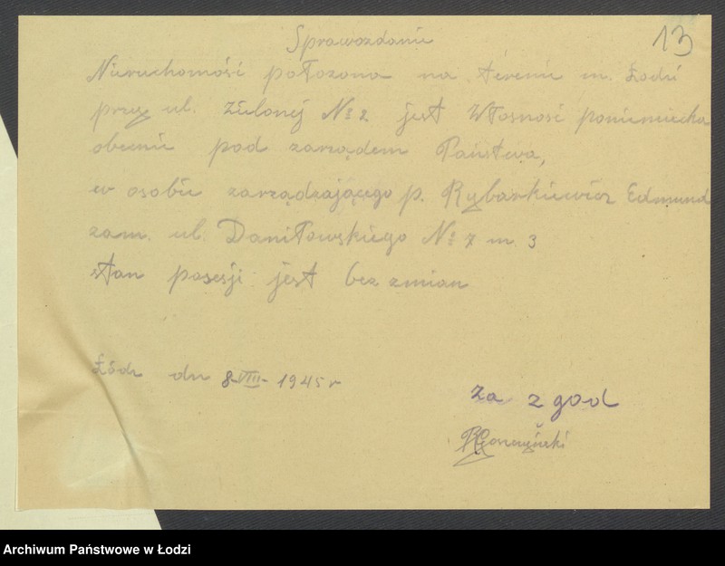 Obraz 15 z jednostki "Księga inwentarzowa nieruchomości m. Łodzi ul. Legionów"