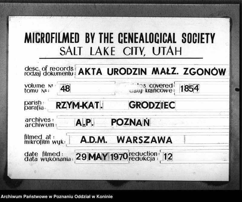 Obraz 1 z jednostki "Księga urodzeń, małżeństw i zgonu"