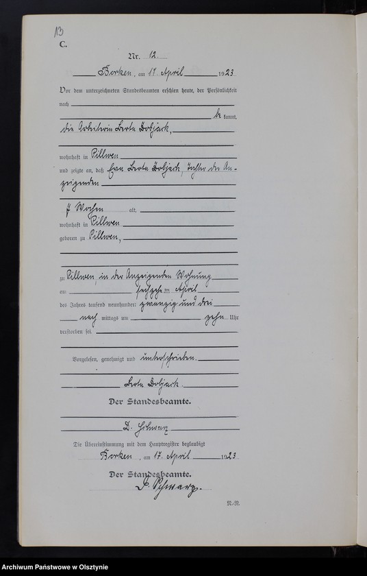 image.from.unit.number "Sterbe-Neben-Register Nr 1 - 19 [ Księga zgonów - wtóropis ]"