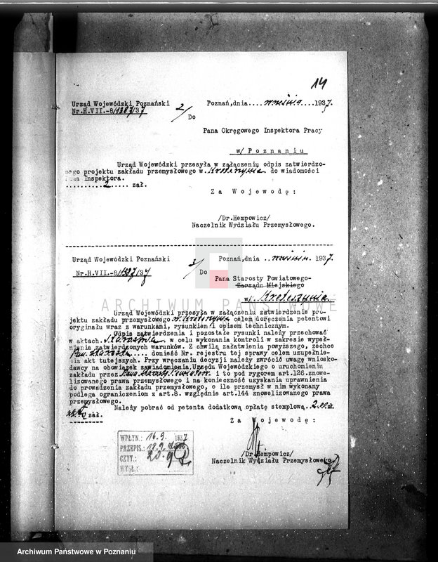 Obraz 19 z jednostki "Zatwierdzenie zakładu przemysłowego /mleczarnia/ w Krotoszynie /spółka z nieogr. odp"