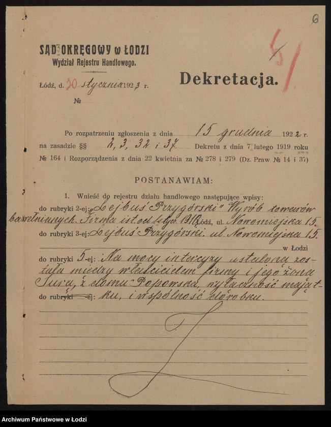 Obraz 8 z jednostki "Lejbuś Przygórski- wyrób towarów bawełnianych"