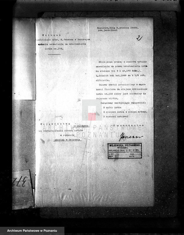 Obraz 6 z jednostki "Majętność Boguszyn pow. jarociński nr fabr. kotła 1231 nr woj. kotła 6119"