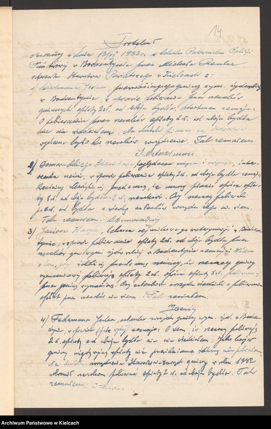 image.from.unit.number "[Protokoły z lustracji gospodarki gminy wyznaniowej żydowskiej w Bodzentynie]"