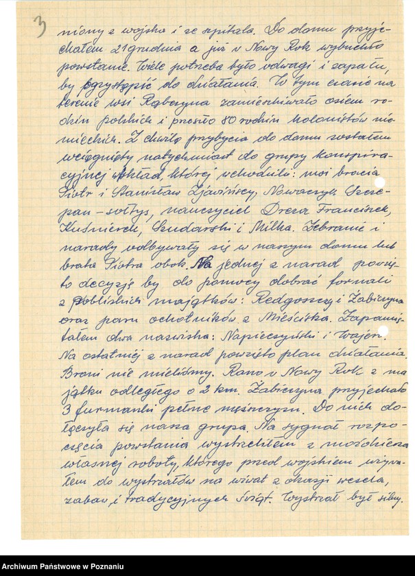 Obraz 13 z jednostki "Relacje i wspomnienia dotyczące powstania wielkopolskiego: 1. Rąbczyn, powiat Wągrowiec, województwo poznańskie, 2. Rogoźno, powiat Oborniki, województwo poznańskie, 3. Romanowo, powiat Czarnków, województwo poznańskie, 4. Roszki, powiat Krotoszyn, województwo poznańskie."