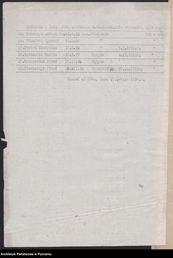 Obraz 5 z jednostki "Wieleń, powiat Czarnków - spis członków."