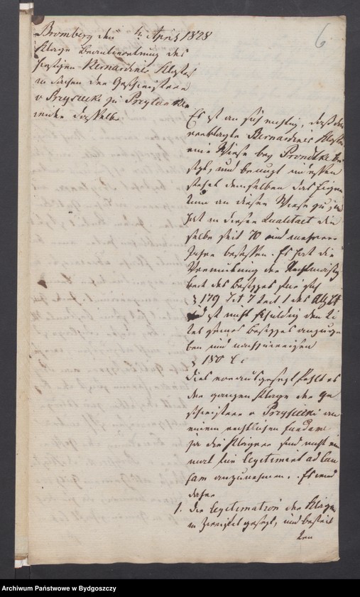 image.from.unit.number "Acta die Bauten und Reparaturen der Kirchen e.[tc.] Gebäuden des Bernhardiner - Kloster zu Bromberg. [Spór sióstr Przysieckich z Przyłęk z klasztorem o łąki]"