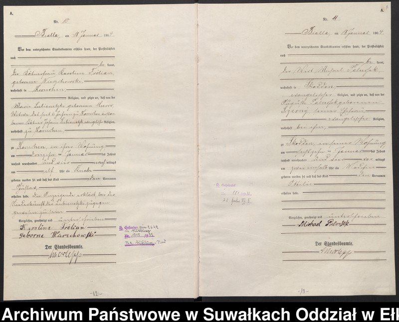 image.from.unit.number "Geburts-Haupt-Register des Königlichen Preussischen Standes-Amtes Bialla Kreis Johannisburg"