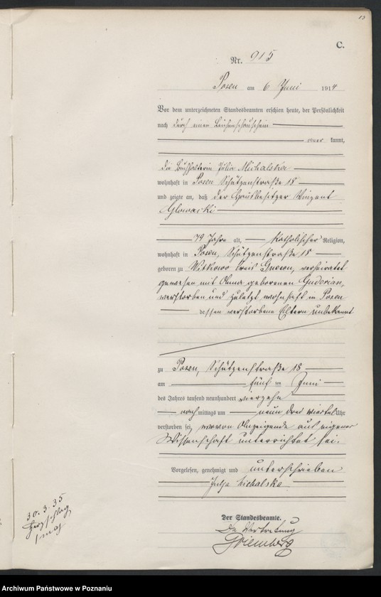 Obraz 14 z jednostki "Księga miejscowa zgonów tom III [Rejestr główny zgonów]"