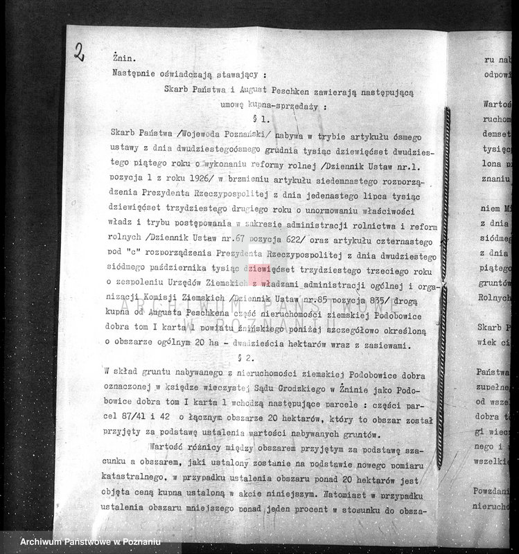 Obraz 6 z jednostki "Majątek Podobowice w powiecie żnińskim nabycie nieruchomości w trybie art.. 8 ustawy o wykonaniu reformy rolnej"