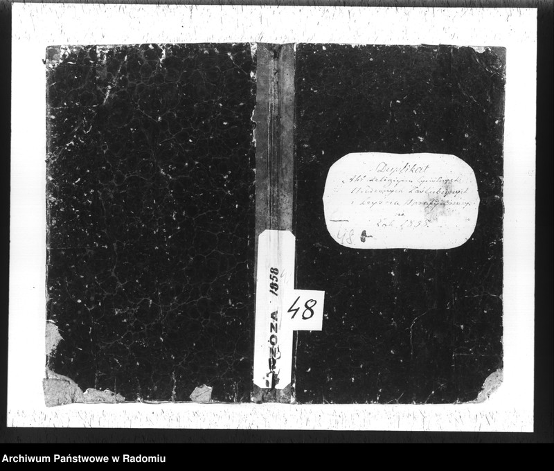 Obraz 2 z jednostki "Duplikat akt religijno cywilnych urodzonych, zaślubionych i zeyścia parafii Brzóza na rok 1858"