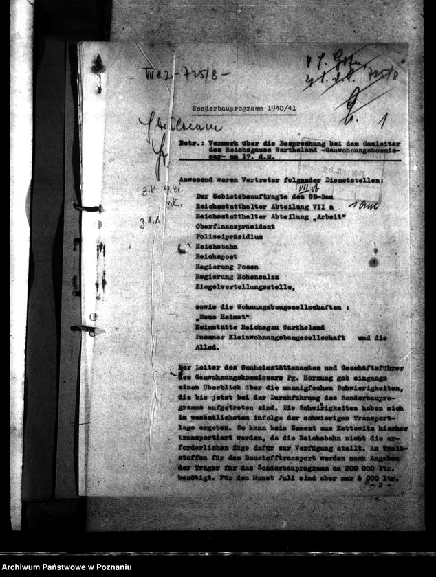 Obraz 5 z jednostki "Vermerk über die Besprechung bei dem Gauleiter. Sonderbauprogramm 1940/ 41."