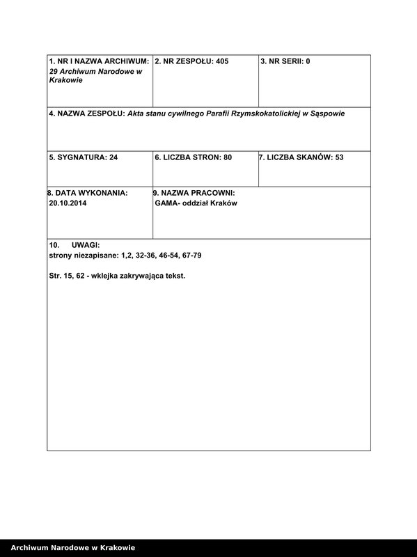 Obraz 3 z jednostki "Duplikat aktów urodzeń, małżeństw i zgonów Parafii Rzymsko-Katolickiej Sąspów"