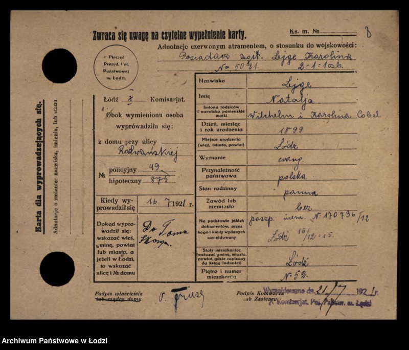 Obraz 10 z jednostki "[Spis ludności Łodzi] Lajfe-Łakomicki"