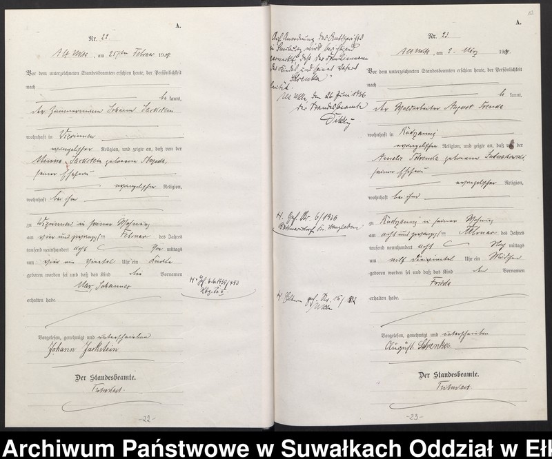 image.from.unit.number "[Geburts-Haupt-Register des Königlichen Preussischen Standes-Amtes Ukta Kreis Sensburg]"