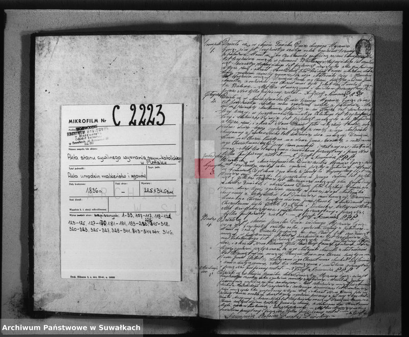 image.from.unit.number "Duplikat urodzonych, zaślubionych i umarłych parafii puńskiey roku 1836"