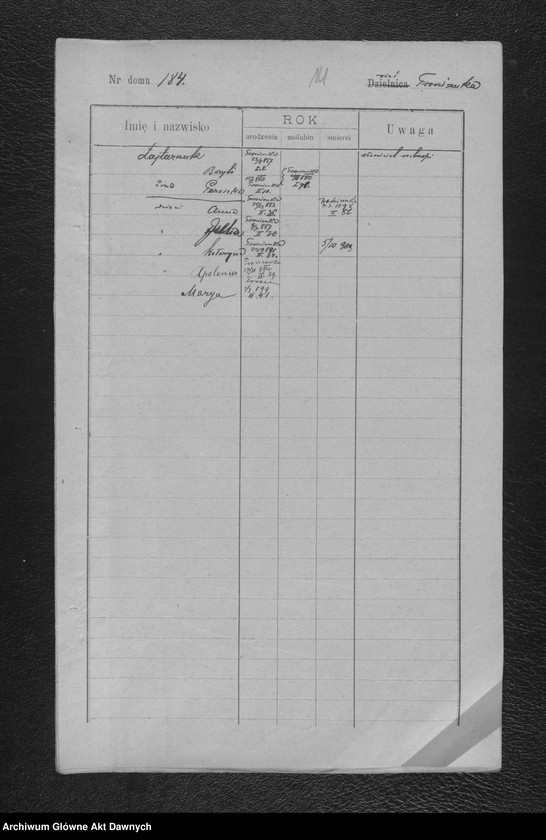 Obraz 17 z jednostki "Parafia: Kołomyja. Dekanat: Kołomyja. Status animarum pro pago Trościanka. [Spis imienny parafian dla wsi Trościanka]."